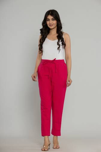 Cotton pink dyed trouser