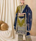 Rajgranth women's faux georgette fabric zari embroidery kurtaset with dupatta
