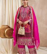 Rajgranth women's faux georgette fabric zari embroidery kurtaset with dupatta
