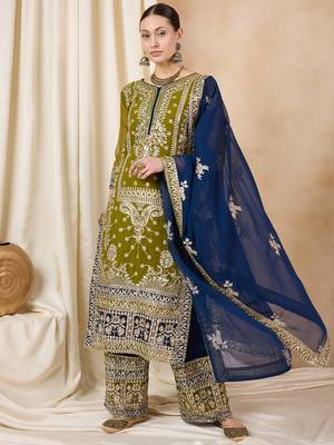 Rajgranth women's faux georgette fabric zari embroidery kurtaset with dupatta 2
