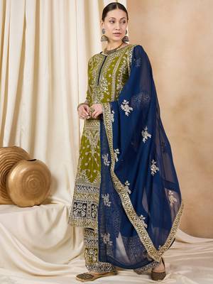 Rajgranth women's faux georgette fabric zari embroidery kurtaset with dupatta 3
