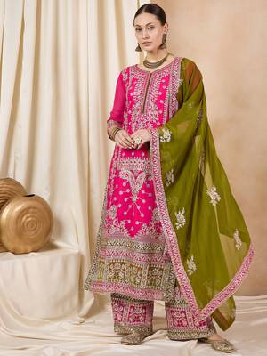 Rajgranth women's faux georgette fabric zari embroidery kurtaset with dupatta 1