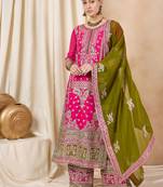 Rajgranth women's faux georgette fabric zari embroidery kurtaset with dupatta
