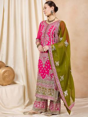 Rajgranth women's faux georgette fabric zari embroidery kurtaset with dupatta 2