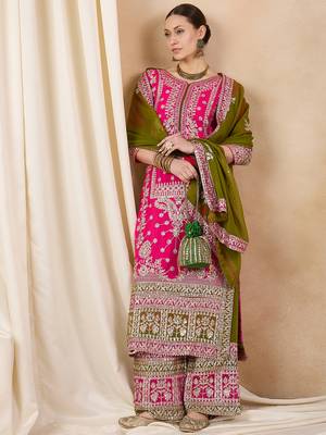Rajgranth women's faux georgette fabric zari embroidery kurtaset with dupatta 3