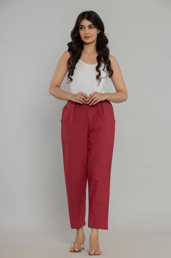  Cotton Maroon  Dyed pant