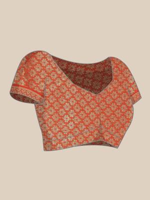 Pink pure patola silk saree and unstitched blouse piece 4