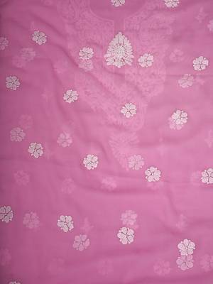 hand embroidered pink georgette lucknowi chikankari unstitched suit piece 4