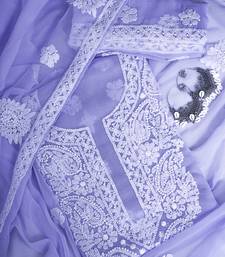 hand embroidered mauve georgette lucknowi chikankari unstitched suit piece