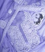 hand embroidered mauve georgette lucknowi chikankari unstitched suit piece