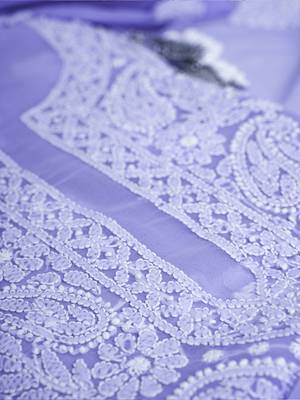 hand embroidered mauve georgette lucknowi chikankari unstitched suit piece 2