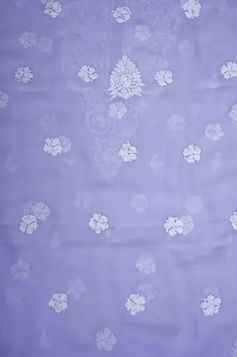 hand embroidered mauve georgette lucknowi chikankari unstitched suit piece