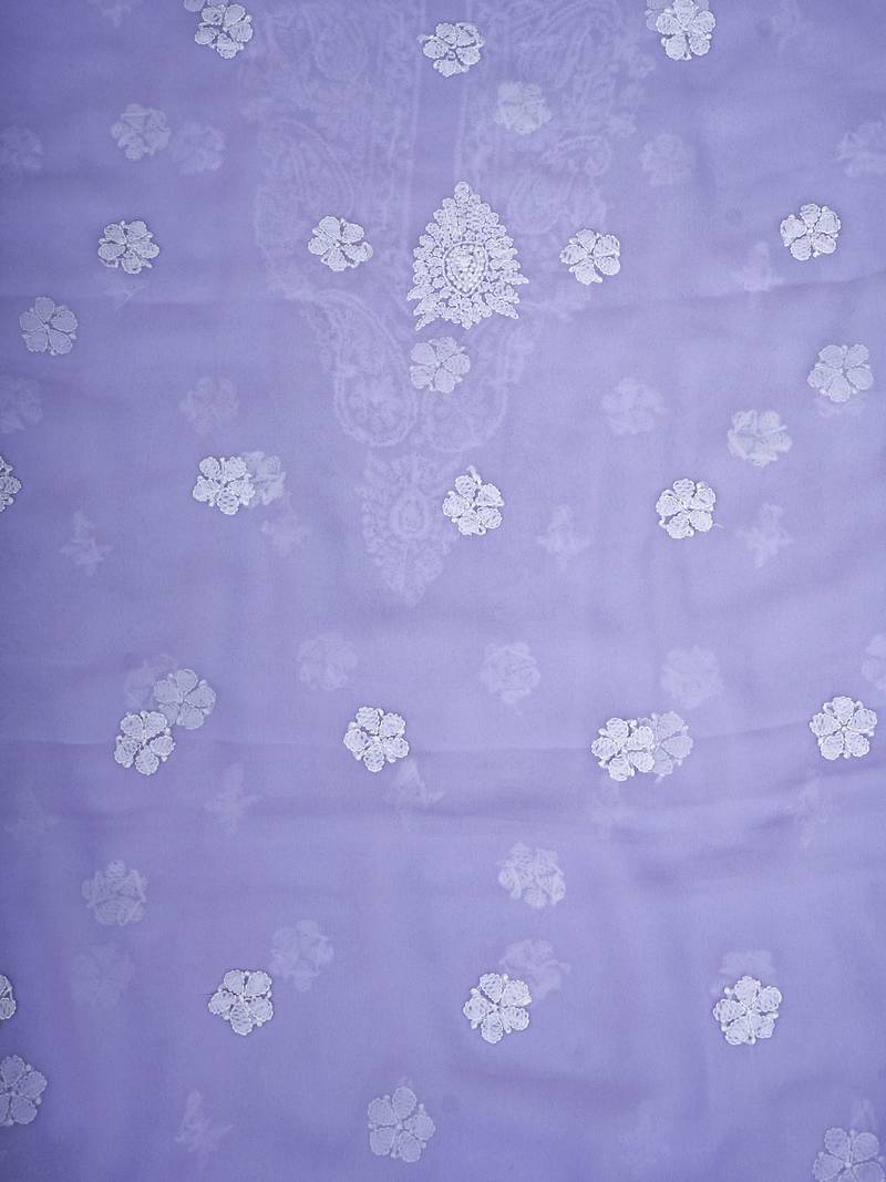 hand embroidered mauve georgette lucknowi chikankari unstitched suit piece