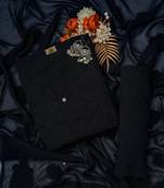 hand embroidered black georgette lucknowi chikankari unstitched suit piece 