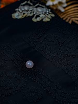 hand embroidered black georgette lucknowi chikankari unstitched suit piece  2