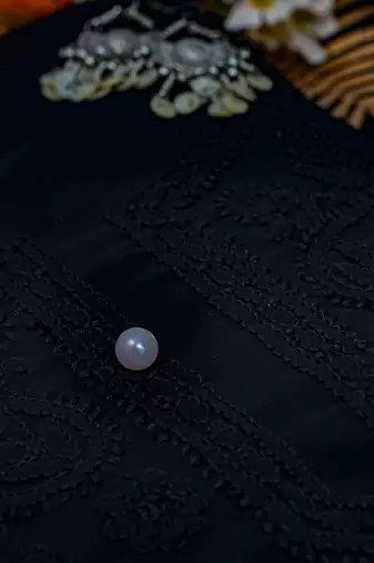 hand embroidered black georgette lucknowi chikankari unstitched suit piece 