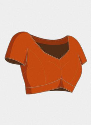 Orange pure soft kanchivaram paithani silk saree and unstitched blouse piece 4