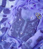 hand embroidered purple georgette lucknowi chikankari unstitched suit piece 