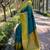 Teal zari woven soft silk women's saree with blouse piece