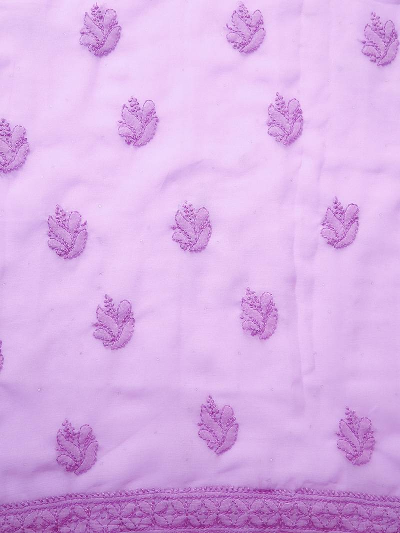 hand embroidered mauve georgette lucknowi chikankari unstitched suit piece 
