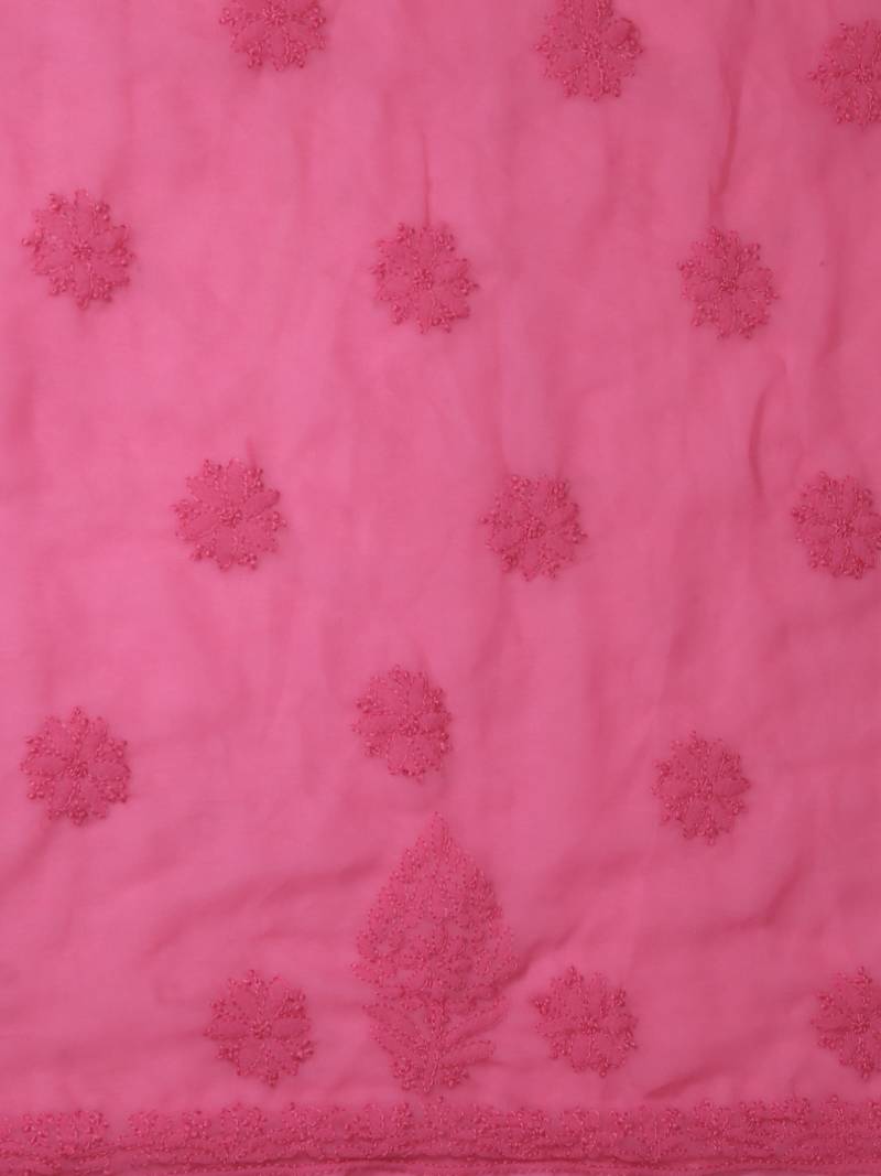 hand embroidered magenta georgette lucknowi chikankari unstitched suit piece 
