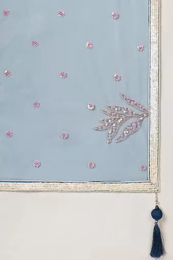 ravishing blue color sequins soft net party lehenga set choli with dupatta