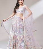 Captivating Lavender Sequins Soft Net Reception Wear Lehenga Choli