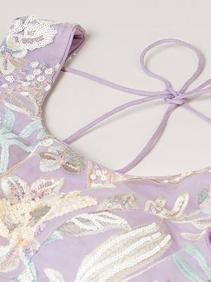  lavender sequins soft net lehenga set choli with dupatta 5