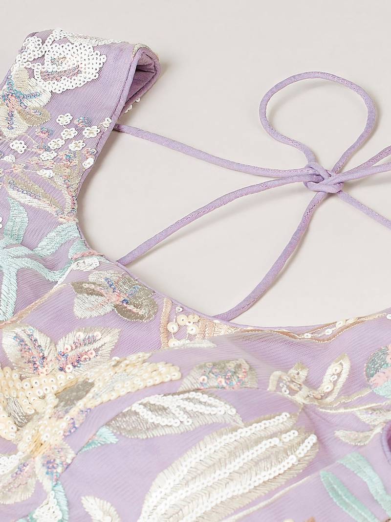 Captivating Lavender Sequins Soft Net Reception Wear Lehenga Choli