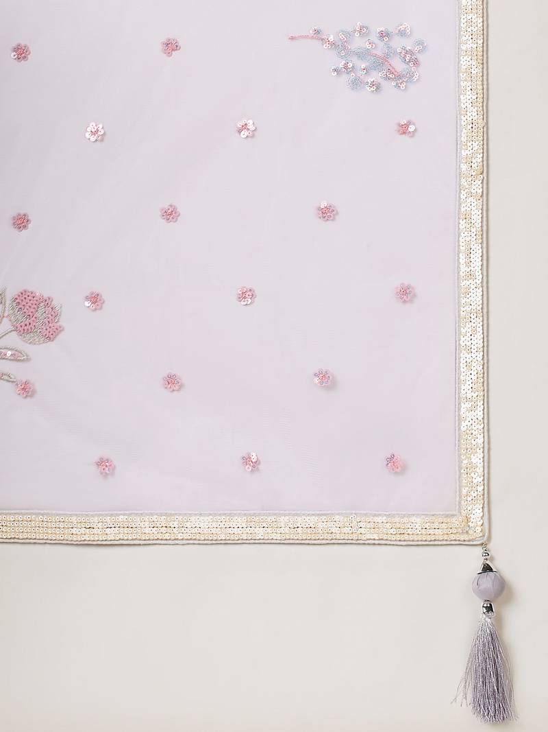 Captivating Lavender Sequins Soft Net Reception Wear Lehenga Choli