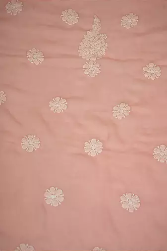 hand embroidered peach georgette lucknowi chikankari unstitched suit piece 