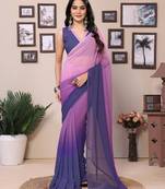 Lavender Avanti Ready To Wear Georgette Padding Print work Saree with Blouse