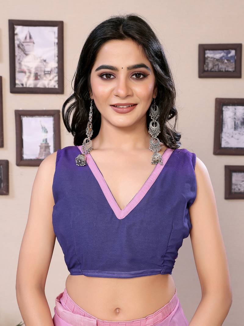 Lavender Avanti Ready To Wear Georgette Padding Print work Saree with Blouse