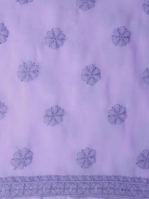 hand embroidered purple georgette lucknowi chikankari unstitched suit piece  6