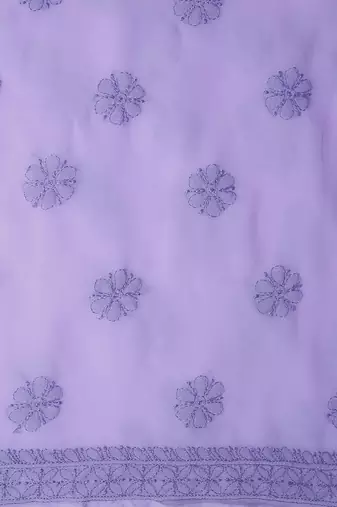 hand embroidered purple georgette lucknowi chikankari unstitched suit piece 