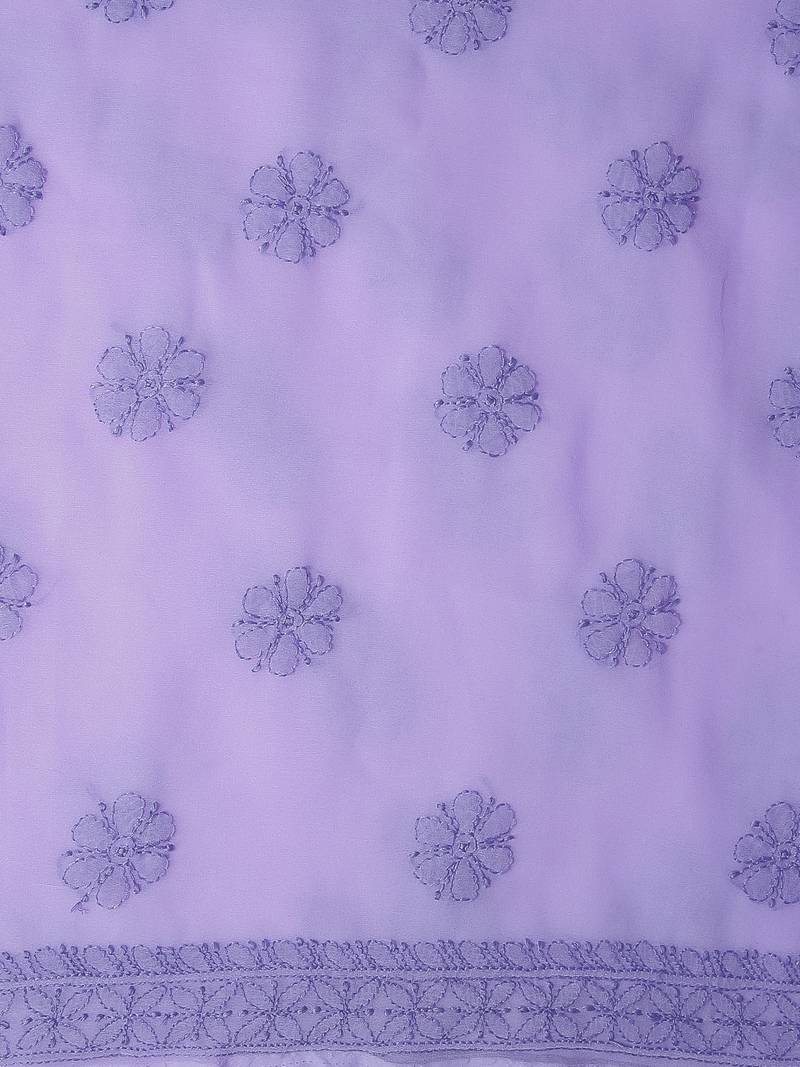 hand embroidered purple georgette lucknowi chikankari unstitched suit piece 
