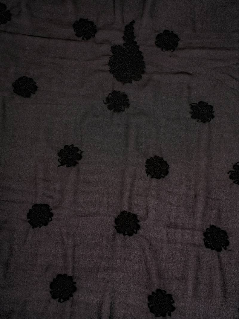 hand embroidered black georgette lucknowi chikankari unstitched suit piece 