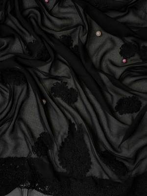 hand embroidered black georgette lucknowi chikankari unstitched suit piece  5