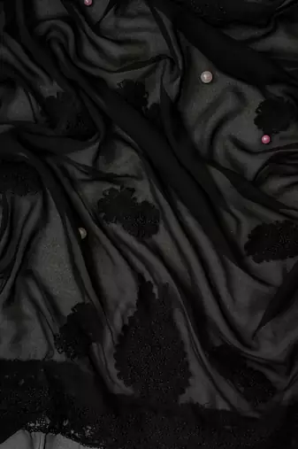 hand embroidered black georgette lucknowi chikankari unstitched suit piece 