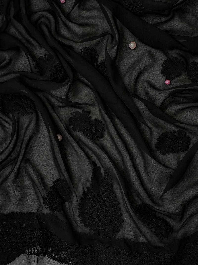 hand embroidered black georgette lucknowi chikankari unstitched suit piece 