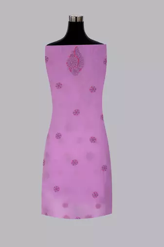 hand embroidered lavender georgette lucknowi chikankari unstitched suit piece 