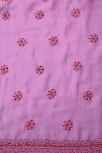 hand embroidered lavender georgette lucknowi chikankari unstitched suit piece 