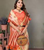 Gold Flowy Viscose Silk Saree