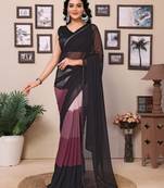 Ready To Wear Black Fancy Gerogette Padding Saree With Blouse