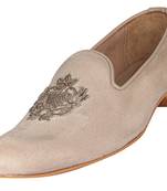 Tanny shoes men's fabric material zari embroidery gold slip on jutti