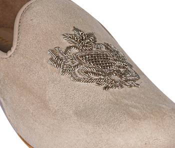Tanny shoes men's fabric material zari embroidery gold slip on jutti 3