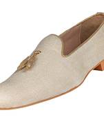Tanny shoes men's fabric material beige tasale slip on jutti