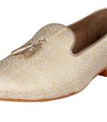 Tanny shoes men's fabric material zaquard gold slip on jutti