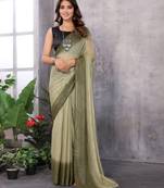 Ready To Wear Mehendi Silk Saree With Jari Weaving Saree With Blouse