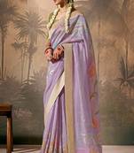 Lavender silk jacquard woven saree with blouse